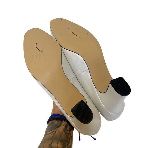 Vintage Ros Hommerson Leather White slip on almond toe high heel pumps size 9.5 - Picture 9 of 9
